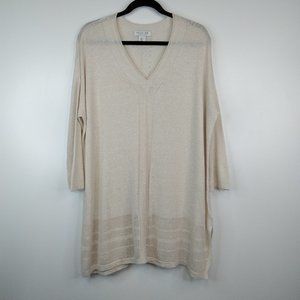 RACHEL ZOE  Beige Linen Blend Oversized Tunic Sweater L